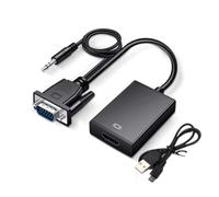 WIKRQIHL Adaptateur convertisseur VGA vers HDMI 1080p avec Alimentation USB et Audio 3,5 mm - Mâle vers Femelle for PC, Ordinateur Portable, téléviseur, projecteur, écran d'ordinateur