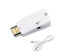 WIKRQIHL Câble convertisseur HDMI vers VGA mâle vers Femelle, Adaptateur Jack 3,5 mm, Audio HD 1080p for PC, Ordinateur Portable, Tablette(White)