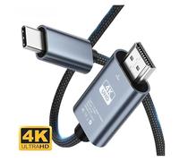WIKRQIHL Câble de Conversion vidéo HD 4K 30 Hz sans délai, Type C vers HDMI, Compatible avec écran TV et Ordinateur, câble tressé de Projection de 2 mètres(C1)