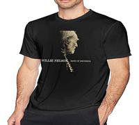 Wil-Lie Nel-Son Band of Brmen'S Short Sleeve T-Shirts Tops Men Leisure Crew Neck Tshirt Black M