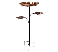 Wilafury Bain d'oiseaux, Bain d'oiseaux en métal Bronze Antique avec Bol à Feuilles décoratif pour décoration de Jardin extérieur, Piquet 'Insertion de Sol Stable pour Cour, pelouse et Patio