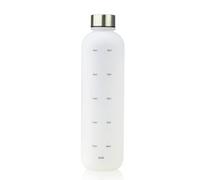 Wilafury Bouteille d'eau givrée Anti-Fuite de 1 L avec marquage du Temps, pour Le Fitness, Le Camping, Les Sports, Blanche