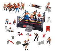 Wilafury Ensemble de Jeu d'anneau de Lutte avec Ressort, Tapis chargé et Cordes Flexibles, Jouets Combat, règles Lutte, Jouet en Anneau pour Figurines d'action, Enfants et collectionneurs, carré