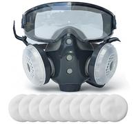 Wilafury Masque complet avec filtres, respirateur complet intégré pour plus de confort et une vision claire, masque à gaz réutilisable pour la peinture, le meulage, les travaux chimiques