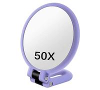 Wilafury Miroir grossissant 50X, Miroir de Maquillage Double Face avec poignée à 360 degrés, Portable/Mur/Table (Violet)