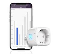 WILAWELS Prise Wi-Fi Intelligente avec Mesure de la Consommation Électrique, Commande via Application, Commande Vocale, Minuterie, Compte à Rebours, Mode Cyclique Aléatoire ZW01SPD06