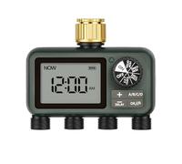 WILAWELS Programmateur d’Arrosage Automatique 4 Voies, 4 Sorties Plastiques, Minuterie pour Robinet de Jardin, Fonctions d’Arrosage Automatique, Manuel et Report en Cas de Pluie, Vert Foncé ZF14WTD06