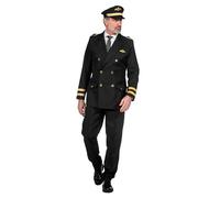 WILBERS & WILBERS 330467 - Costume de pilote pour homme, combinaison de pilote en noir, capitaine, pour le carnaval