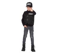 WILBERS & WILBERS 3851 - Gilet SWAT pour enfants, gilet d'intervention noir avec imprimé, costume pour enfants pour le carnaval