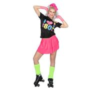 WILBERS & WILBERS 4120 - T-shirt années 80, noir avec impression néon, pour les fêtes à thème, les festivals, les costumes