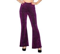 WILBERS & WILBERS 4200 - Pantalon à pattes d'éléphant à paillettes pour femmes, leggings de soirée en tissu stretch doux, pour les festivals, les soirées années 70, le carnaval