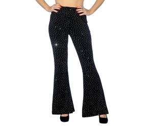 WILBERS & WILBERS 4200 - Pantalon à pattes d'éléphant à paillettes pour femmes, leggings de soirée en tissu stretch doux, pour les festivals, les soirées années 70, le carnaval