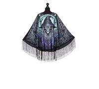 WILBERS & WILBERS - 4732 - Poncho avec crâne de sorcière, pour adultes, Surplis pour Halloween, Carnaval