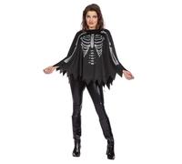 WILBERS & WILBERS 4959 - Poncho squelette avec strass, pour adultes, couverture scintillante, pour Halloween, Carnaval
