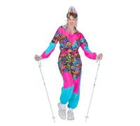 WILBERS & WILBERS 4495 - Combinaison de ski rétro avec imprimé années 80 pour femmes, combinaison de ski, combinaison de neige, pour l'après-ski et le carnaval, Bleu, Rose