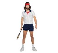 WILBERS & WILBERS Costume de joueur de tennis rétro pour homme - Ensemble 2 pièces - Blanc/bleu - Tailles 48-60, blanc/bleu, 50