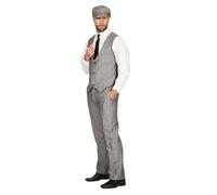WILBERS & WILBERS Costume Peaky Blinders des années 20 - Noir et blanc - Pantalon long - Gilet - Casquette - Casquette plate - The Roaring Twenties 20's, Noir/blanc., 60