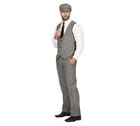 WILBERS & WILBERS Costume Peaky Blinders des années 20 - Noir et blanc - Pantalon long - Gilet - Casquette plate - The Roaring Twenties 20's - Taille : 46