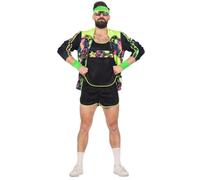 Wilbers & Wilbers Survêtement d'aérobic années 80 90 - Rétro - Costume de fitness fluo - Taille M