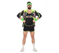 Wilbers & Wilbers Survêtement d'aérobic années 80 90 - Rétro - Costume de fitness fluo - Taille M