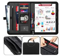 wilbest® Porte Documents, Dossier De Conférencier A4 En Cuir, Grands Compartiments Pour Ordinateur plat, Compartiment à Fermeture Éclair, 4 Compartiments Pour Cartes, Poignées Magnétiques Pliables