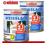 Wilckens 2 x 750 ML Lack 2in1 Satiné Couche de Base Vernis de Bois Soins Jardin