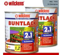 Wilckens 2 x 750 ML Laque Teintée 2in1 Brillant 7001 Gris Argenté Intérieur Et