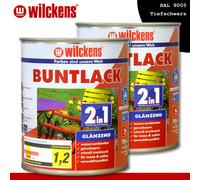 Wilckens 2 x 750 ML Laque Teintée 2in1 Brillant 9005 Noir Profond Intérieur Et
