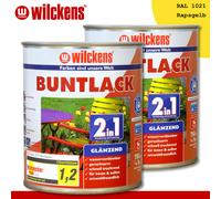 Wilckens 2 x 750 ML Laque Teintée 2in1 Brillant Ral 1021 Rapsgelb Intérieur Et