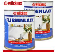 Wilckens 2 x 750 ML Peinture de Carrelage Brillant Satiné Blanc Cuisine Bain Wc