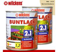 Wilckens 2x 750 ML Laque Teintée 2in1 Brillant Ral 1015 Ivoire Intérieur Et