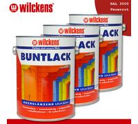Wilckens 3 X 2,5 L Peinture Brillante RAL 3000 Rouge Feu Intérieur & Extérieur