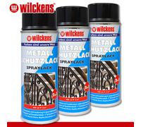 Wilckens 3 X 400 Ml Peinture Métallique Spray 2 En 1 Noir