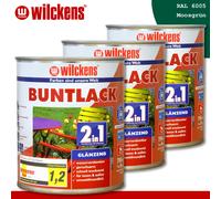 Wilckens 3 x 750 ML Laque Teintée 2in1 Brillant 6005 Vert Mousse Intérieur Et