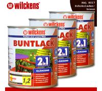 Wilckens 3 x 750 ML Laque Teintée 2in1 Brillant 8017 Marron Chocolat Intérieur