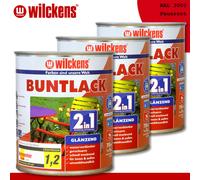 Wilckens 3 x 750 ML Laque Teintée 2in1 Brillant Ral 3000 Feu Intérieur Et Dehors