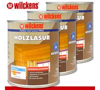 Wilckens 3 X 750 Ml Lasure En Bois LF Satinée Transparente Revêtement En Bois