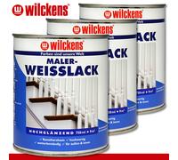 Wilckens 3 x 750 ML Maler-Weißlack Résine Alkyde Métal Bois Intérieur &