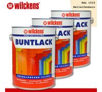 Wilckens 3X 2,5L Peinture Brillante RAL 1018 Ivoire Clair Intérieur & Extérieur