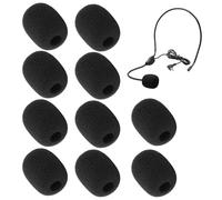 wilcractk Bonnette Micro, Lot de 10 Mousses Micro Noires 30x22x8mm, Mousse Micro Casque Haute Densité Antivent et Anti-Bruit, Bonnette Microphone Professionnelle pour Casque, Amplificateur