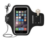 wilcractk Brassard de Sport avec Poche Écouteur Étanche avec Écran Tactile pour Téléphone Course À Pied Running Noir Universel Gym Jogging Fitness Hommes Femmes