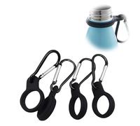 wilcractk Clips Porte-Bouteilles en Silicone, Lot de 4 Supports de Bouteille d’Eau pour Course et Randonnée, Attache Flexible et Résistante, Noir, Accessoire Outdoor