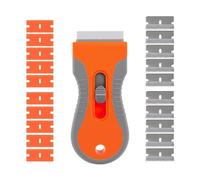 wilcractk Grattoir Plaque Vitrocéramique Vitre Peinture Plancha Multifonction Orange avec Lame Remplaçable et 10 Lames Plastique 10 Lames Métal pour Nettoyage Cuisine Autocollants Vitres Voiture