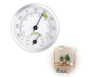 wilcractk Hygromètre Thermomètre Analogue Mini Intérieur 5.8cm Vert Argent, Mesure Précise de Température et Humidité sans Pile pour Maison, Bureau, Chambre ou Serre