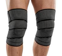 wilcractk Lot de 2 Bandage 200cm Bandage élastique Genou Coude Support Veau Haute Compression de la Cuisse Bandage du Poignet Attelle de Cheville, Bande de Respirante pour Femmes et Hommes (Noir)