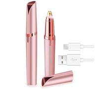 wilcractk Rasoir Electrique pour Sourcils, Epilateur pour Femmes, Epilateur Visage Flawless avec LED et Brosse Rasoir Électrique Rechargeable (Rose)