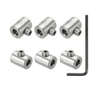 wilcractk Set de 6 Pinces 4mm Trou Fil Corde Agrafes Ensemble, 304 Inox Acier Simple Trous Verrouillage Câble Pinces Agrafe, Clés Hexagonales, Connecteurs pour Câble Métallique pour Rampe