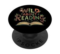 Wild About Reading Animal Bookworm Library Book Lover Reader PopSockets PopGrip Adhésif
