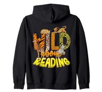 Wild About Reading Books Zoo Animals Library Day Bibliothécaire Sweat à Capuche