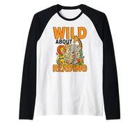 Wild About Reading Jungle Animals Bookworm Livres Manche Raglan